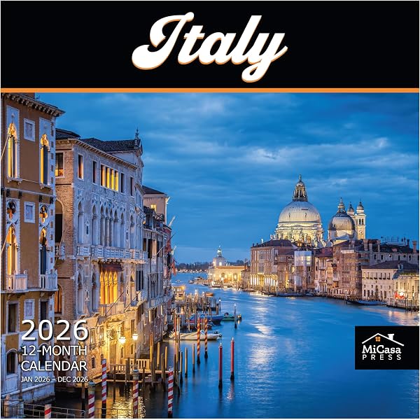 Italy Calendar 2025 | La Dolce Vita | 12" X 24" Italian Travel Wall Calendar 12 Month | Marble City Press | Tuscany, Rome, Venice, Florence, Colosseum, Alps, Alpine Lake | 2024-2025