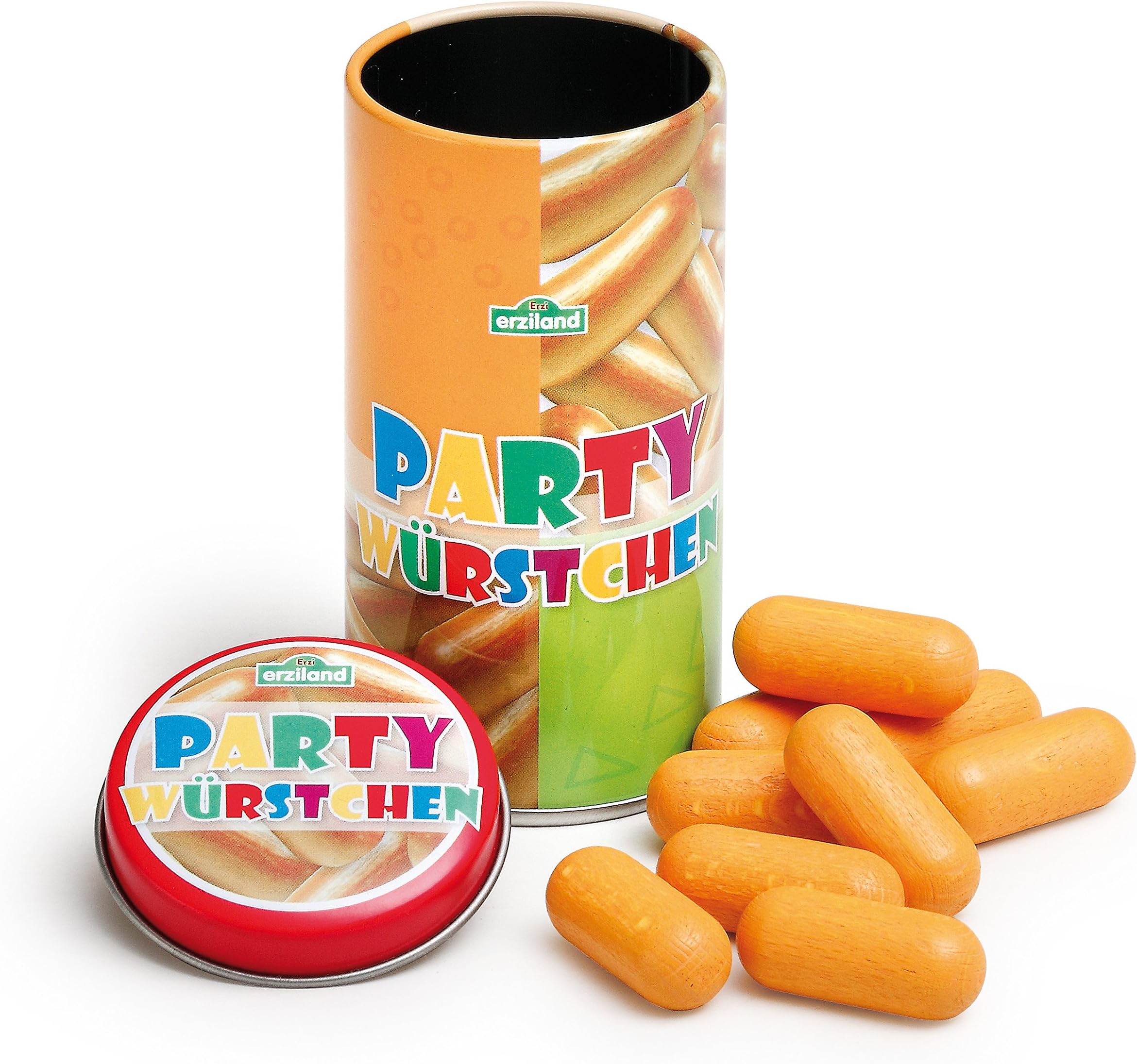 Erzi15150 Party Sausages Toy in a Tin, Multicoloured