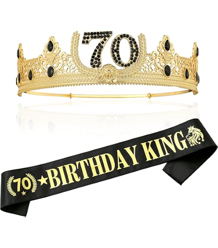70th Birthday Decorations For Woman, 70th Birthday Sash, Tiara Crown Canvas Makeup Bag Cake Topper Candles 70th Birthday Gifts For Her Birthday Party