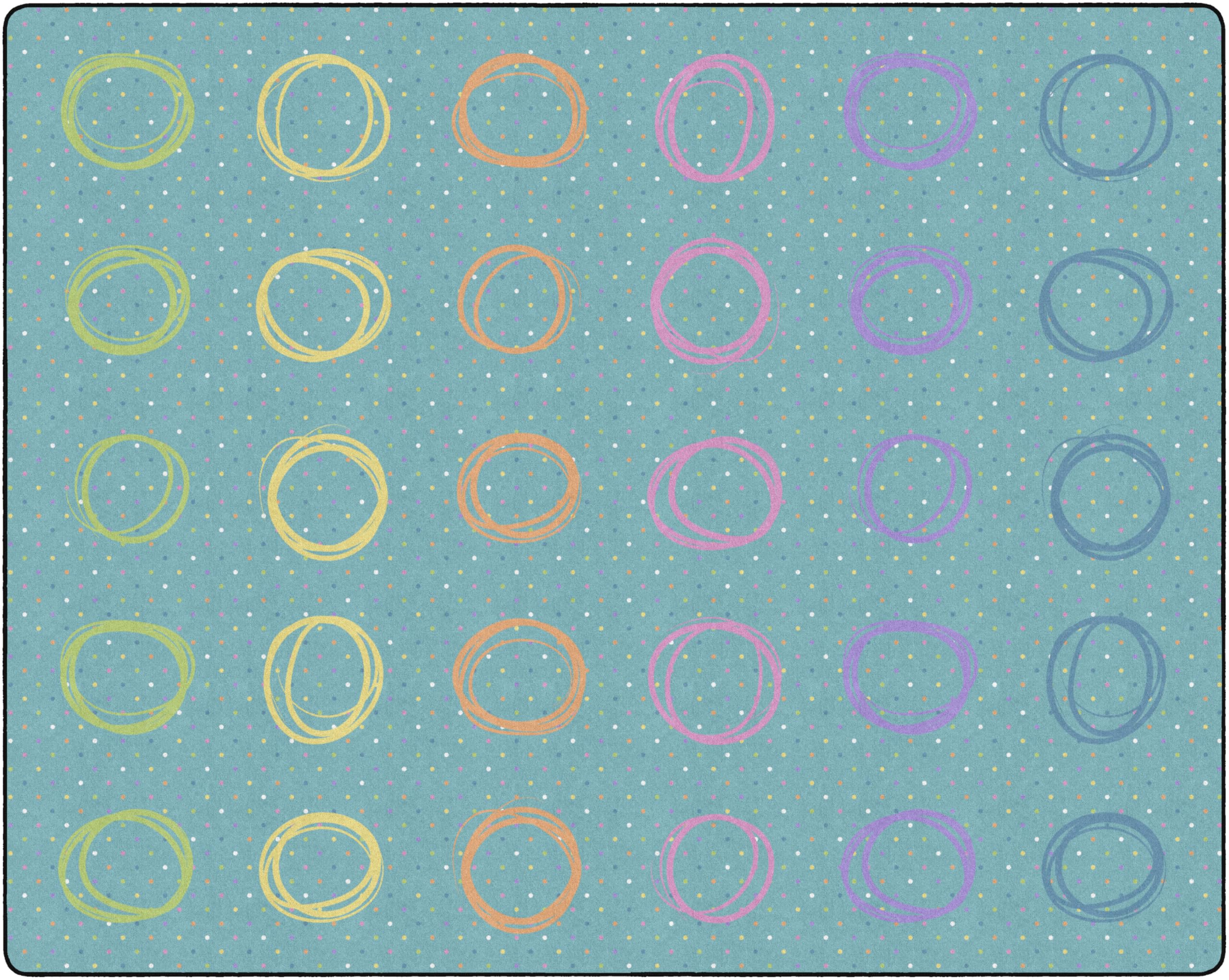 Photo 1 of Flagship Carpets Circle Sampler Abstract Classroom Educational Area Rug for Kids and Teachers, Durable Quality for Schools, Preschool, Daycare, & Learning Centers, Seats 30, 10'6" x 13'2", Blue/Multi