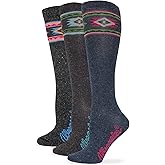 Wrangler Ladies Angora Blend Aztec Pattern Knee High Boot Socks 3 Pair Pack (US, Alpha, Medium, Regular, Regular, Denim/Brown/Charcoal)