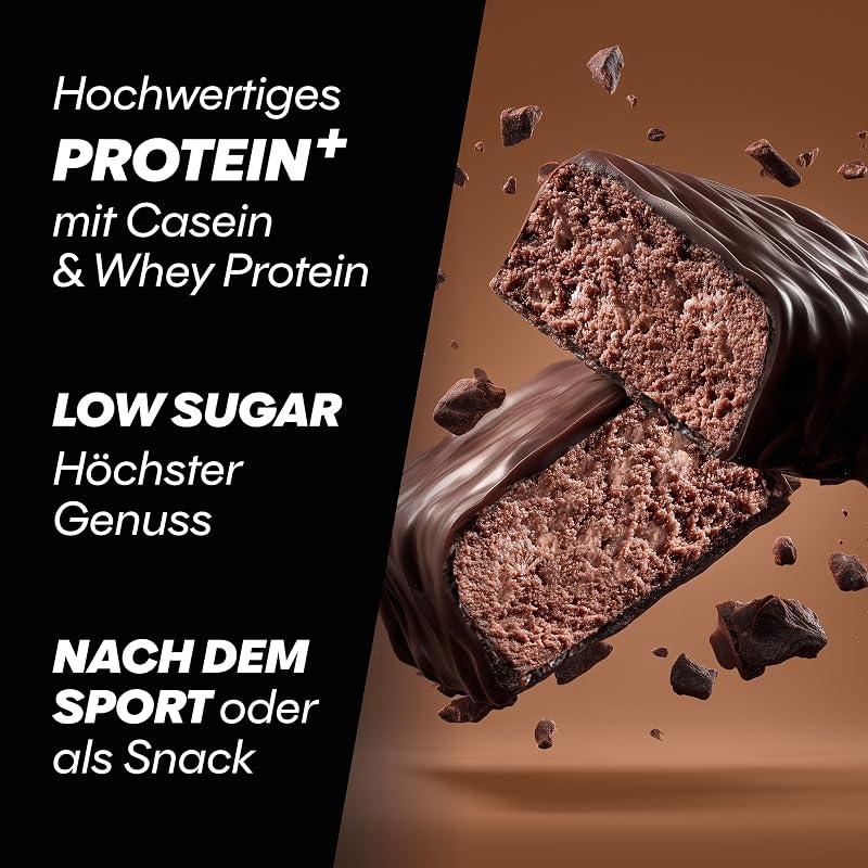 - Protein Plus - Low Sugar - Chocolate-Brownie - 30x35g - Riegel mit nur 107 Kcal - Fitnessriegel mit Ballaststoffen