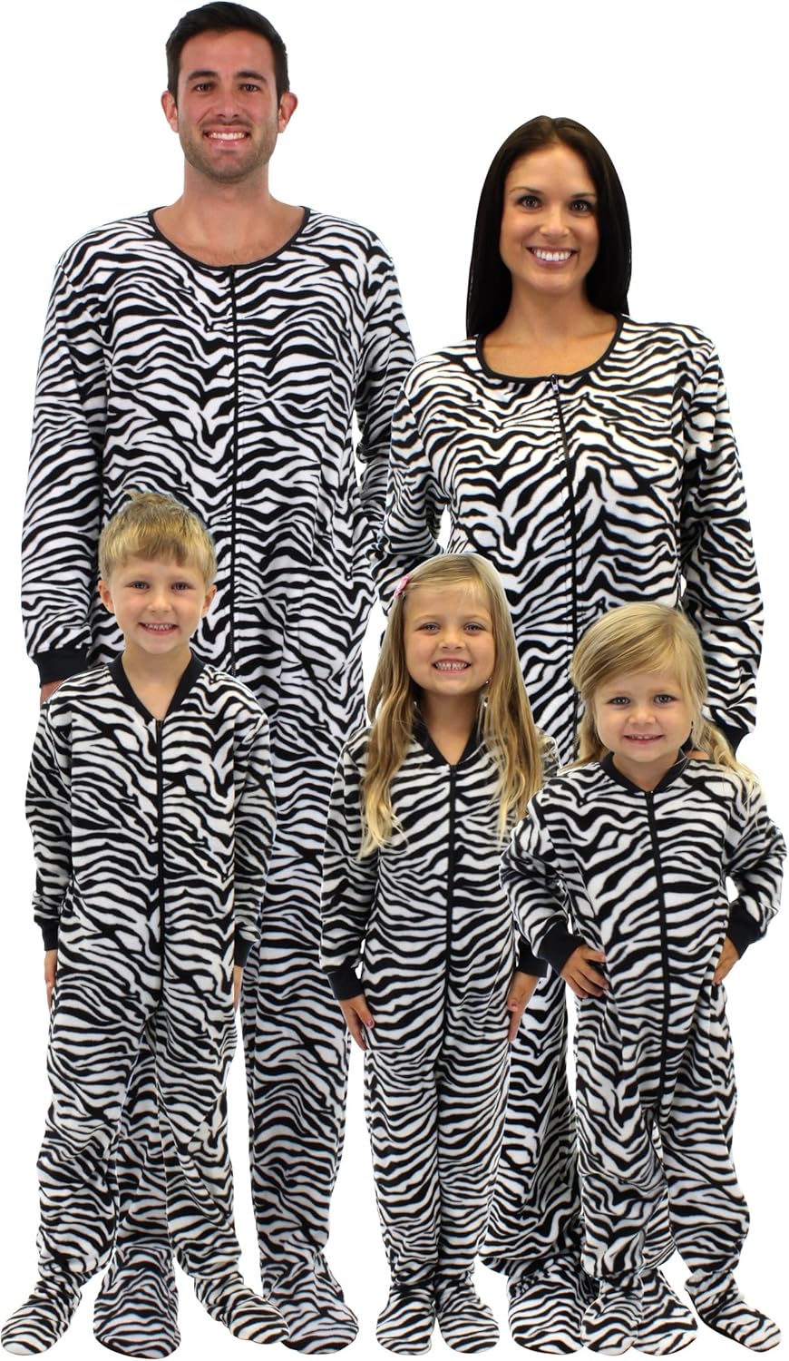 PajamMania Kids Footed Pajamas (FM Zebra, 8) Clothing