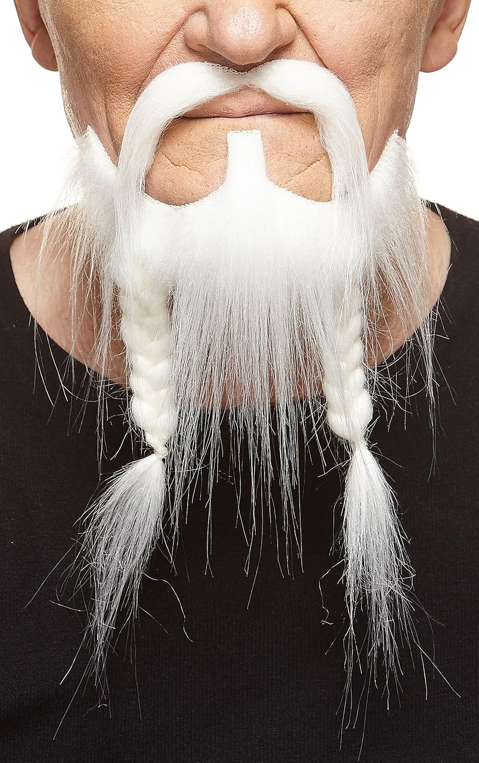 Mustaches Self Adhesive, Novelty, Braided, Pirate Fake Beard and Fake Mustache, White Color