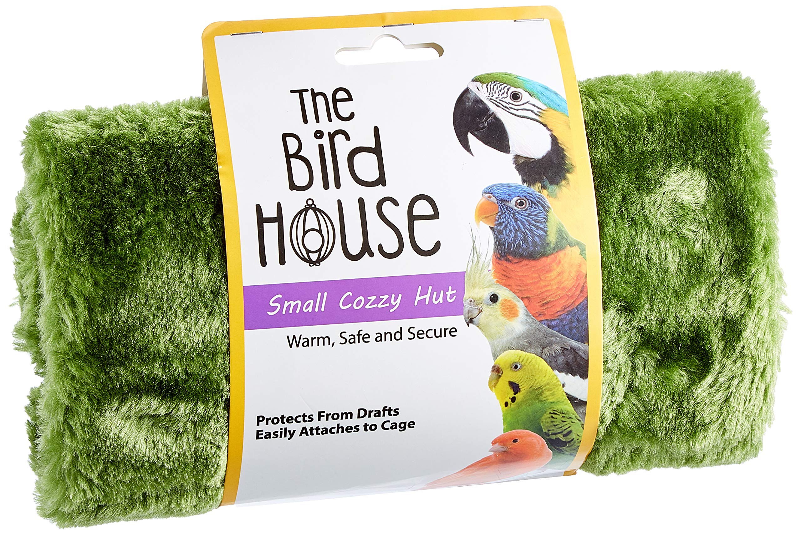 HAPPYPET The Bird House Hut Yellow/Green House Cosy Warm Safe Secure Cage Décor for Indoor & Outdoors Use - Small