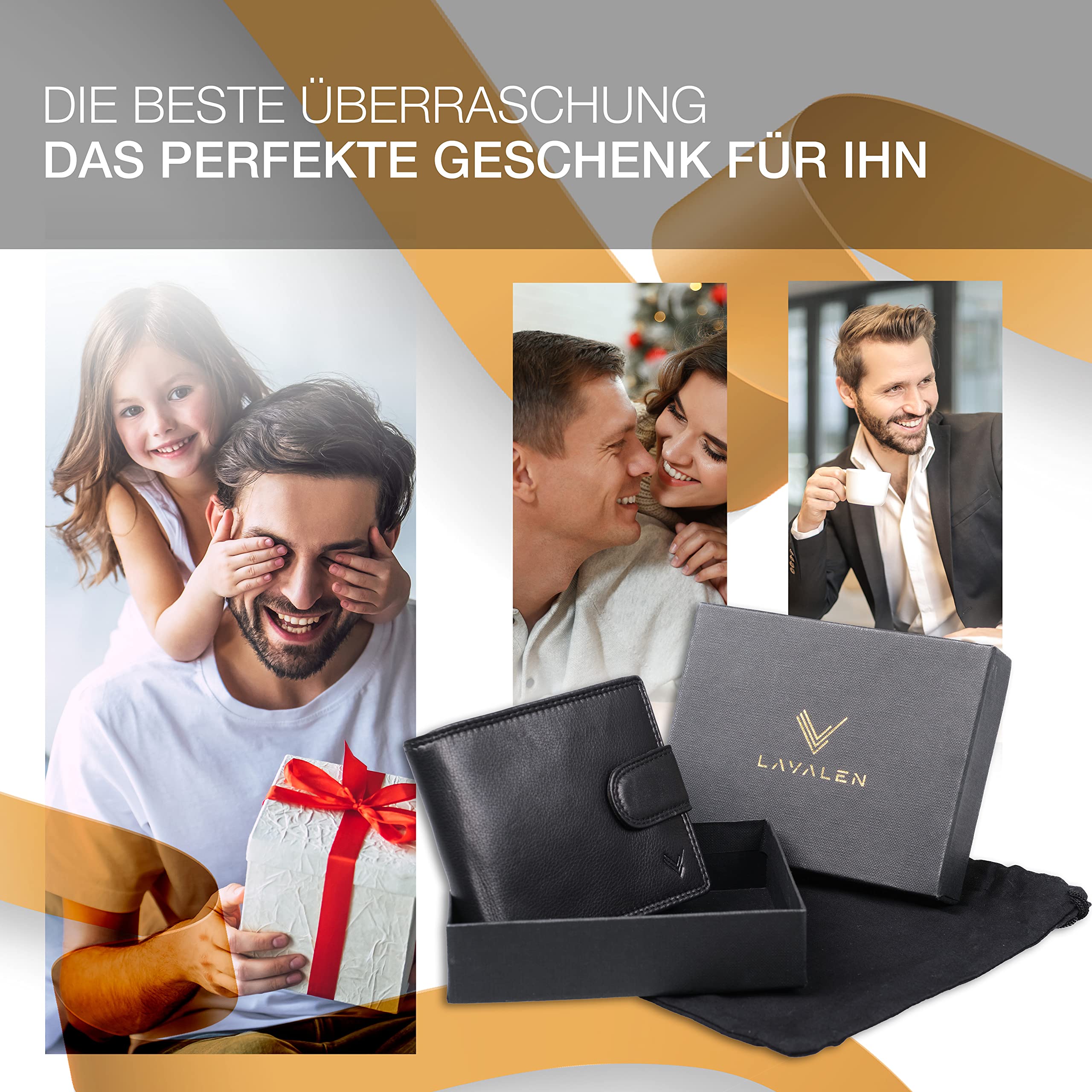 Lavalen Geldbörse Herren Leder mit RFID Schultz - Portmonee Herren mit Münzfach - Wallets for Men - Geldbeutel - Portemonnaie Groß - Brieftasche Männergeschenke - Geschenke für Männer. 6