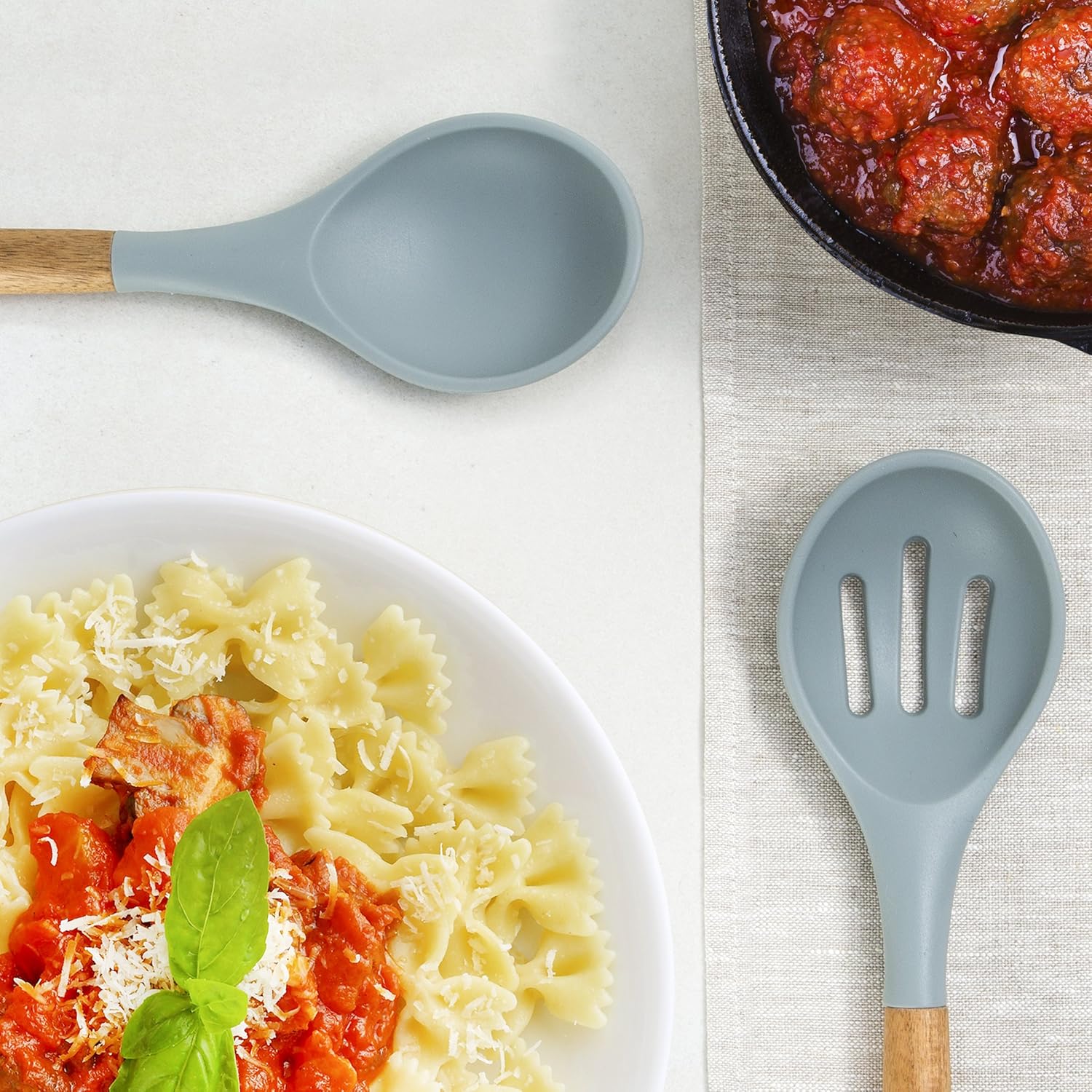 Home Hero Silicone Cooking Utensils Kitchen Utensil Set - 8 Natural Acacia Wooden Silicone Kitchen Utensils Set - Silicone Utensil Set Spatula Set - Silicone Utensils Cooking Utensil Set: Kitchen & Dining
