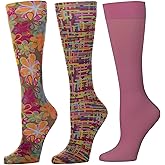 Celeste Stein Therapeutic Compression Socks for Women, 8-15mmhg Mild, Set Of 3, Made In Usa, Help Leg Circulation Bright Colors Queen, 3count