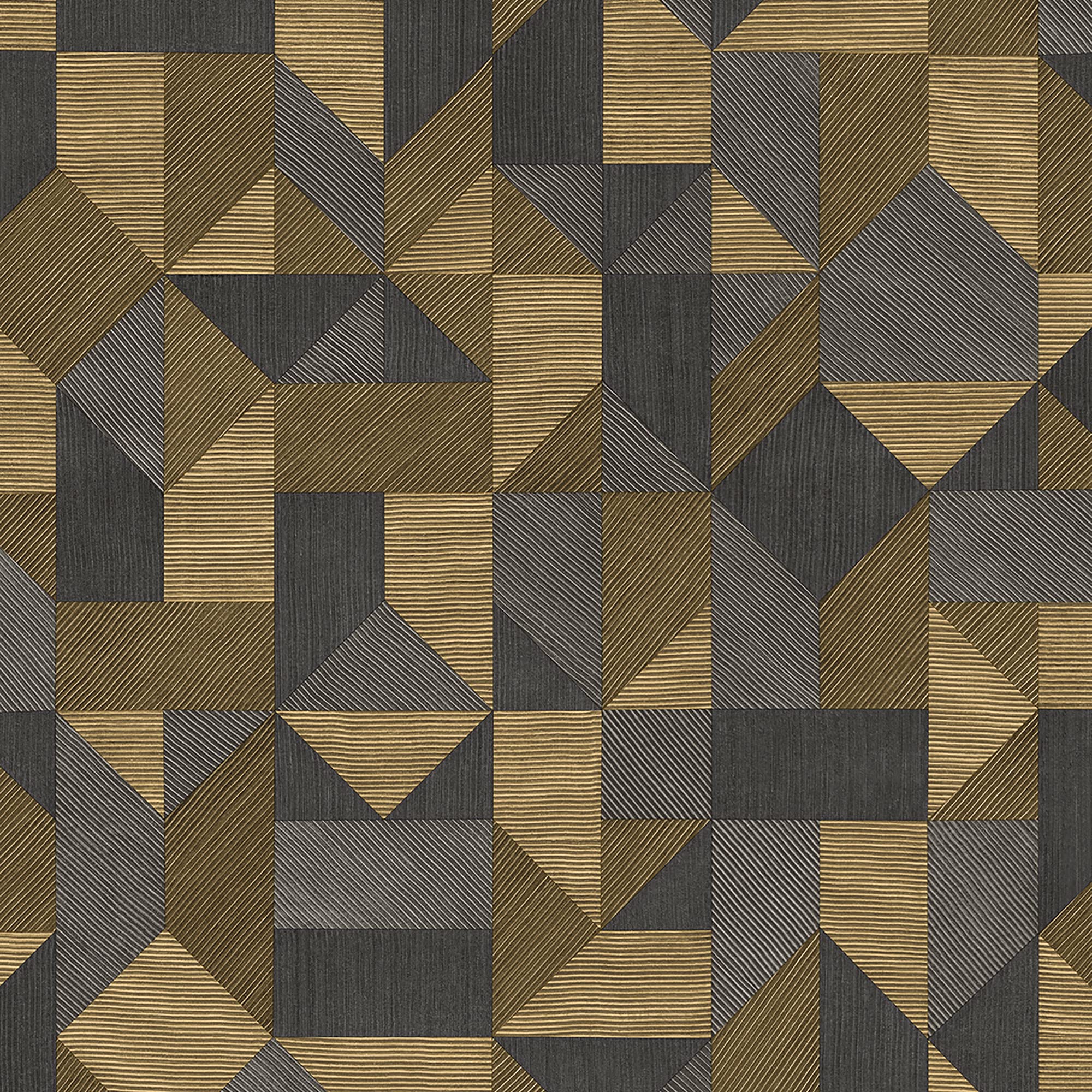 Galerie BL22771 Botanica Cubics Wallpaper, Grey/Gold, 10.05m x 53cm