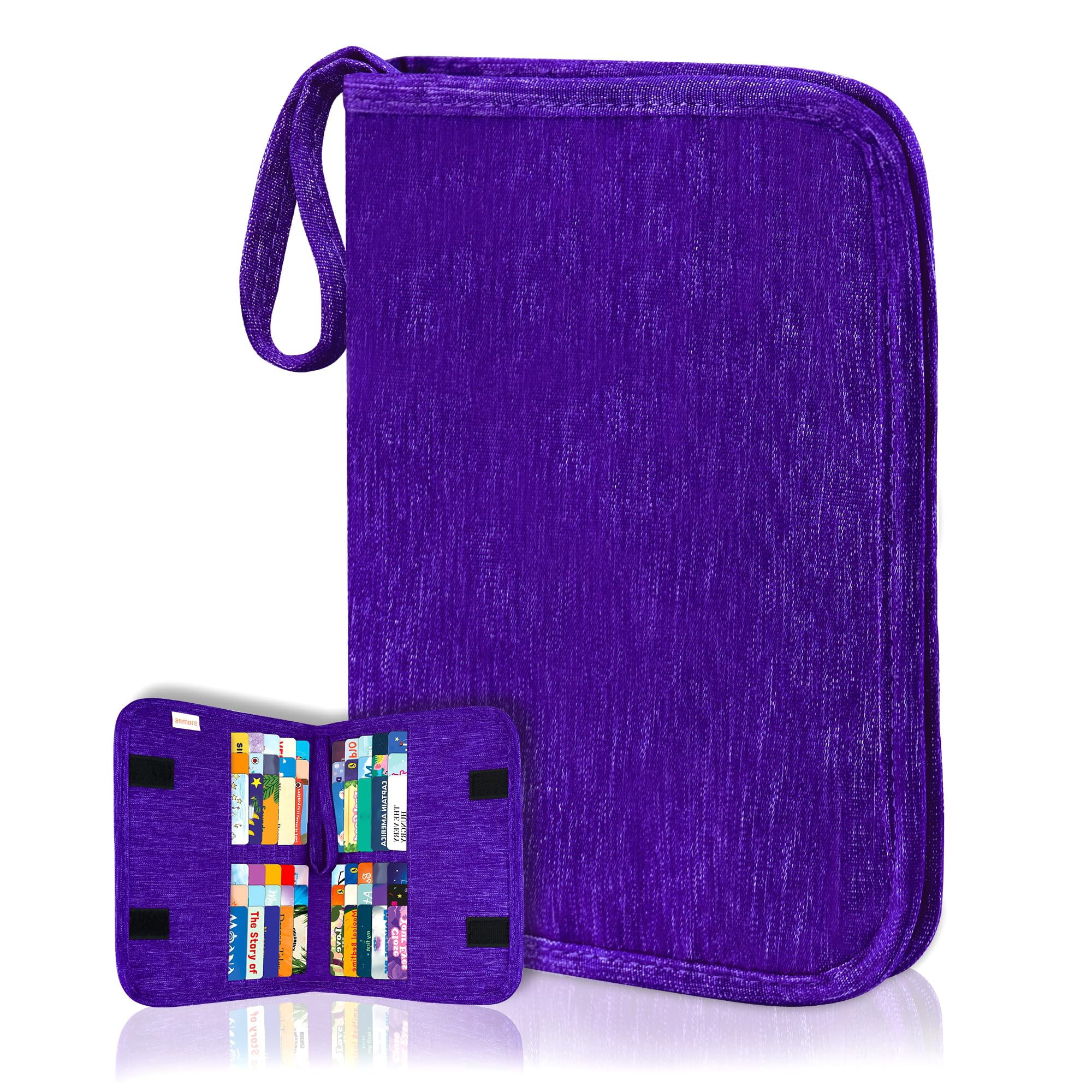 Annmore Trading Card Binder Compatible with Yoto Player Cards, 20 Pockets Carrying Cards Album, Storage Organizer Holder for Kids Game Cards, Purple
