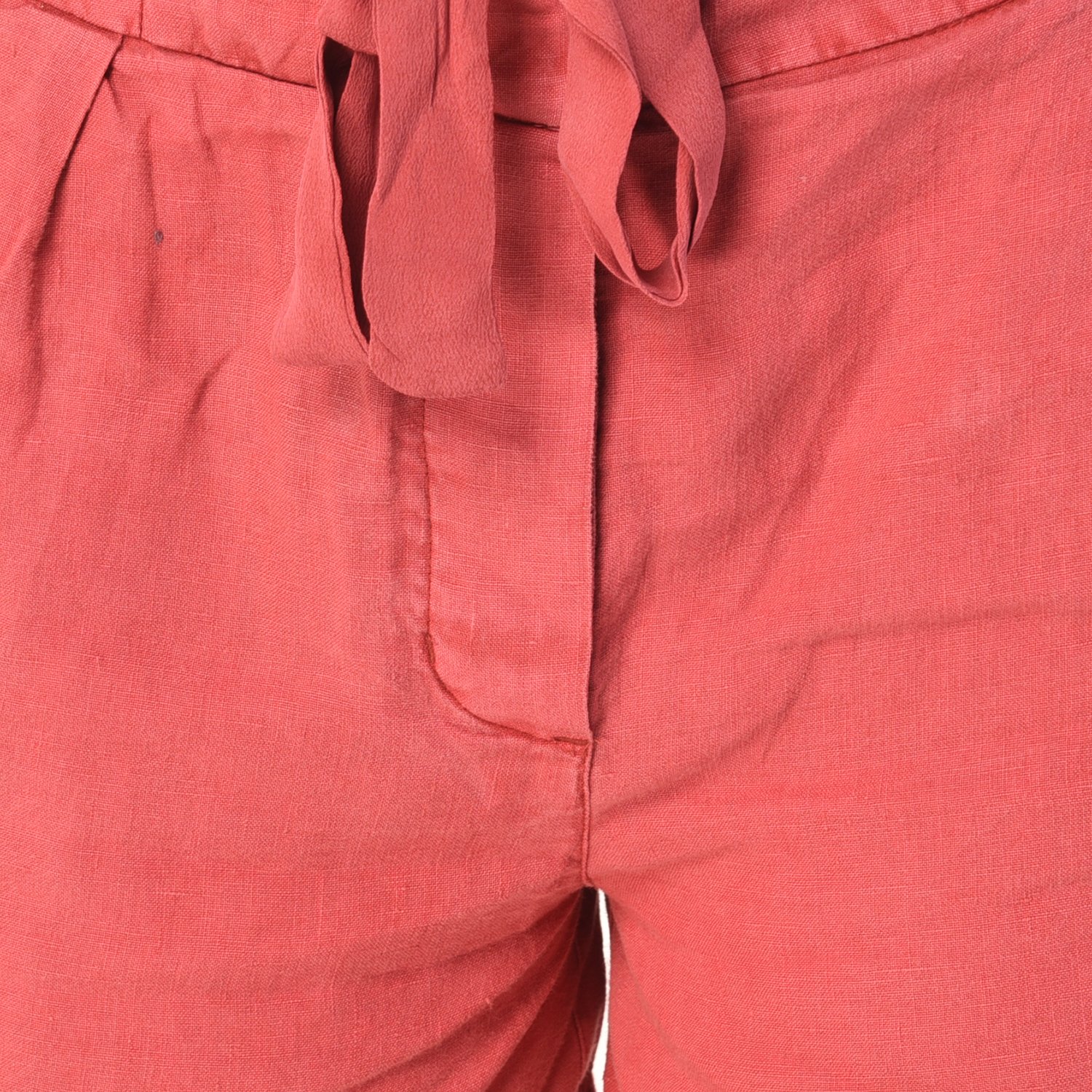 mansicollections cherry red linen shorts for women