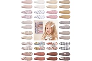 doboi 40 Pcs Floral Print 2.2 Inches Hair Clips and Bows for Baby Girls - Non-Slip Snap Barrettes and Hair Accessories