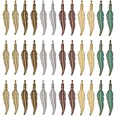 SUNNYCLUE 1 Box 120Pcs Feather Charms Bulk Bohemian Style Small Feather Charm Boho Leaf Shape Mini Dream Catcher Feathers Charm Alloy Charms for Jewelry Making Charms Bracelets Earrings DIY Craft