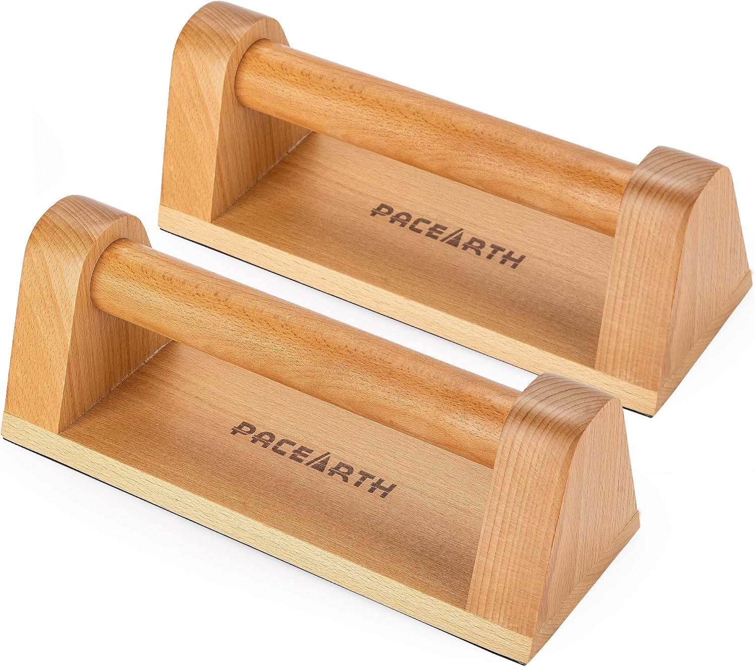 PACEARTH Wood Push Up Bars Support 660 lbs, Portable Push Up Stand with Ergonomic Handle and Full Non-Slip Baseplate for Muscle Build