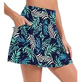 Oyamiki High Waisted Bathing Suits for Women Tummy Control Bikini Bottoms Skort with Zipper Pocket Swim Skirt