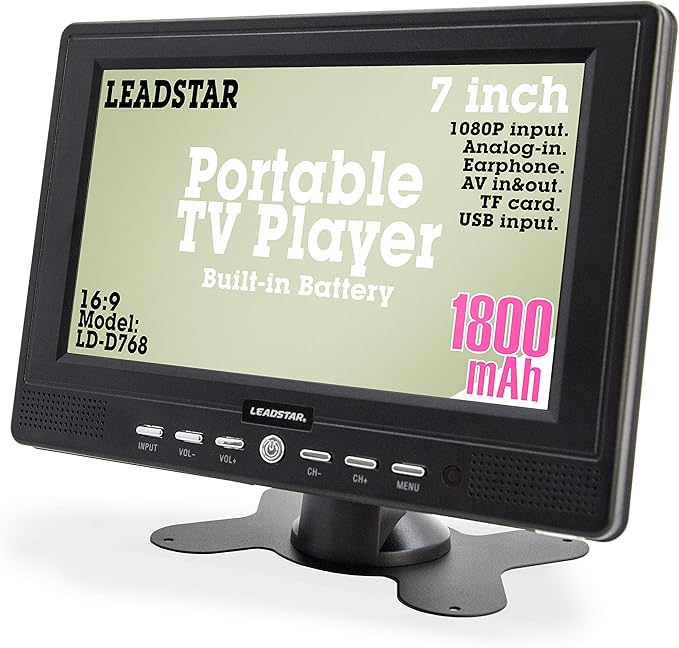 7 Inch Portable Small Digital ATSC TFT HD Screen Freeview LED TV for