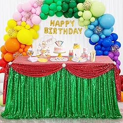 9ft Green Table Skirts for Rectangle Sequin Table