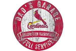LA AUTO GEAR Fan Creations MLB St. Louis Cardinals 12" Round Dad's Garage Wood Sign
