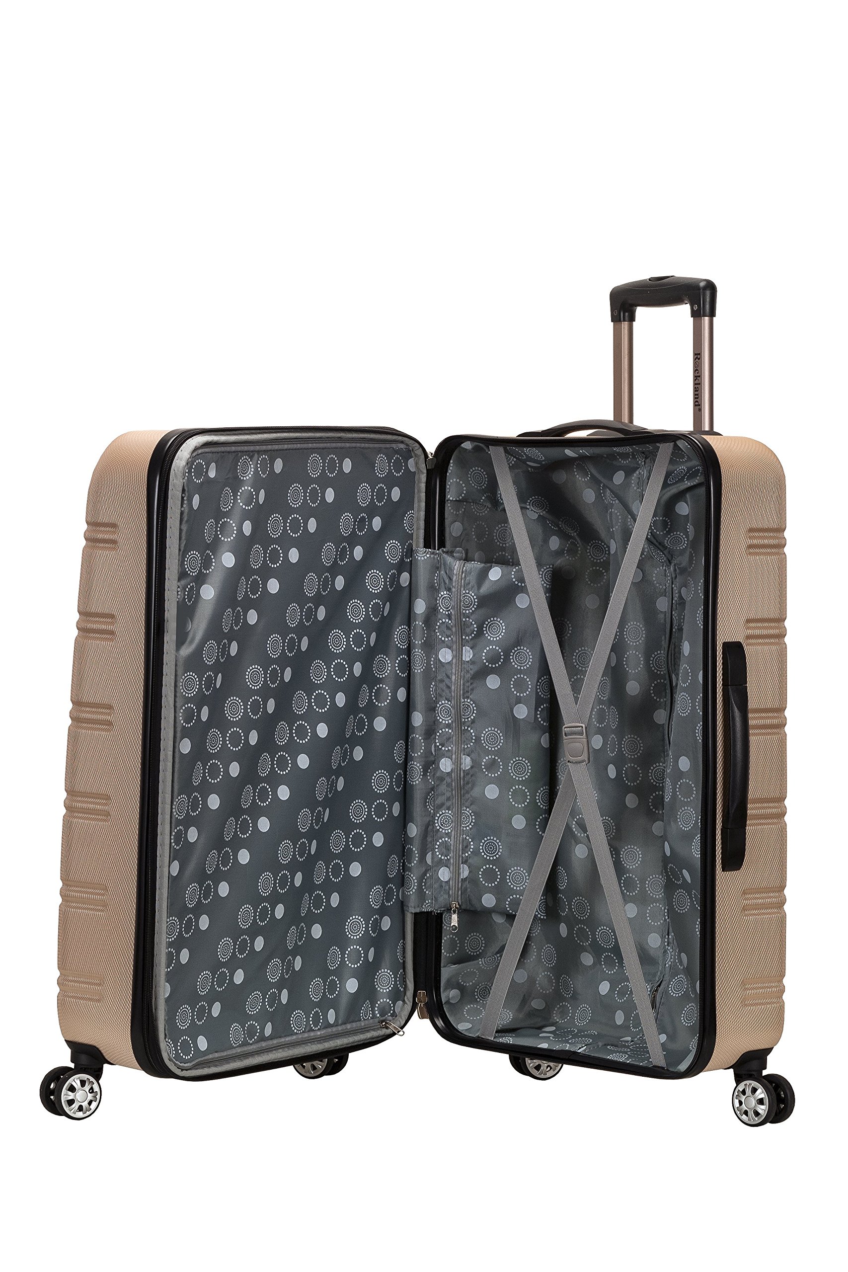 Rockland Melbourne Hardside Expandable Luggage with Spinner Wheels, Champagne, Checked Large 28