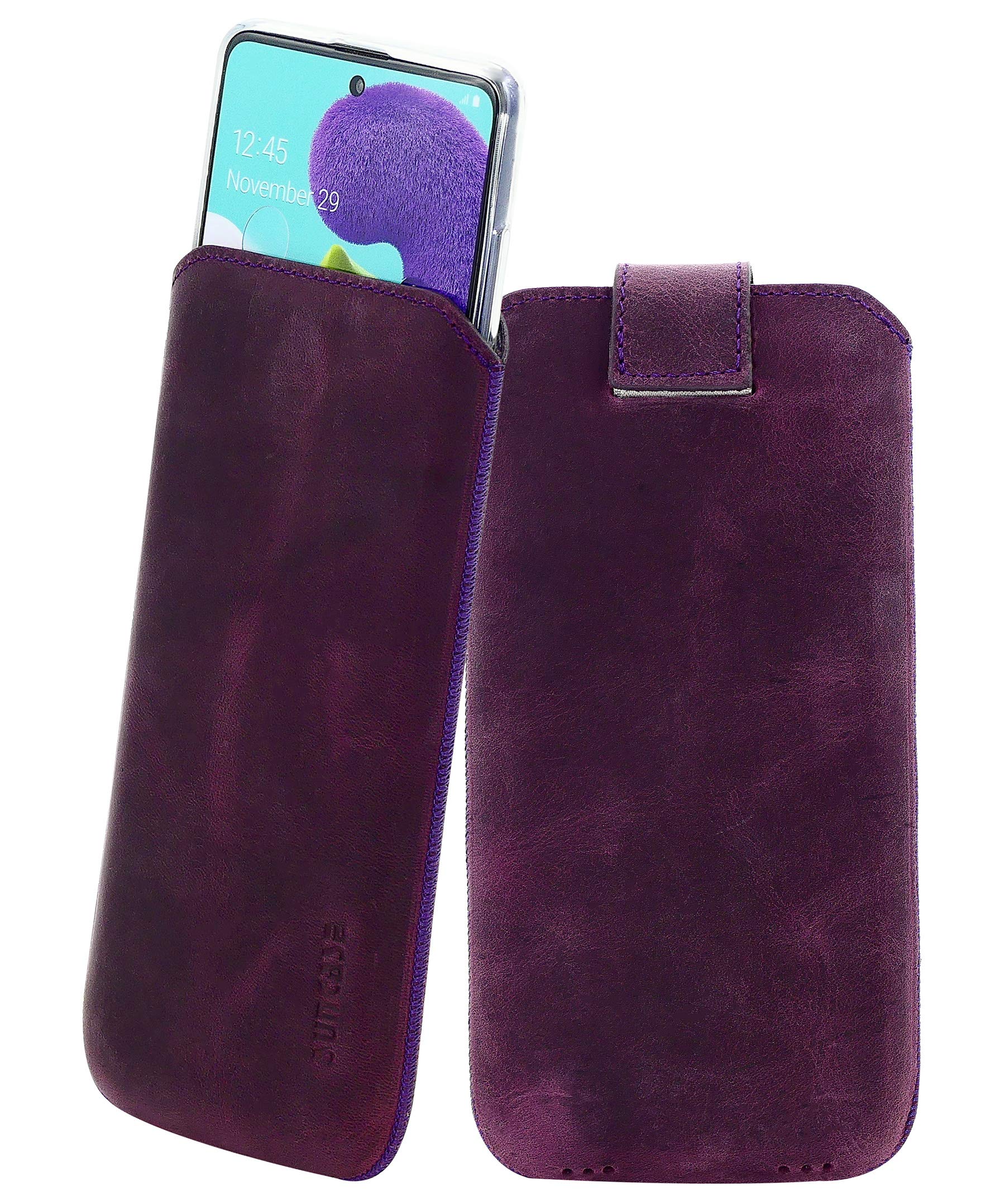 Suncase case compatible with Samsung Galaxy A51 with ADDITIONAL cover/shell/bumper/silicone *tab with pull-out function* mobile phone case leather case protective case in antique purple