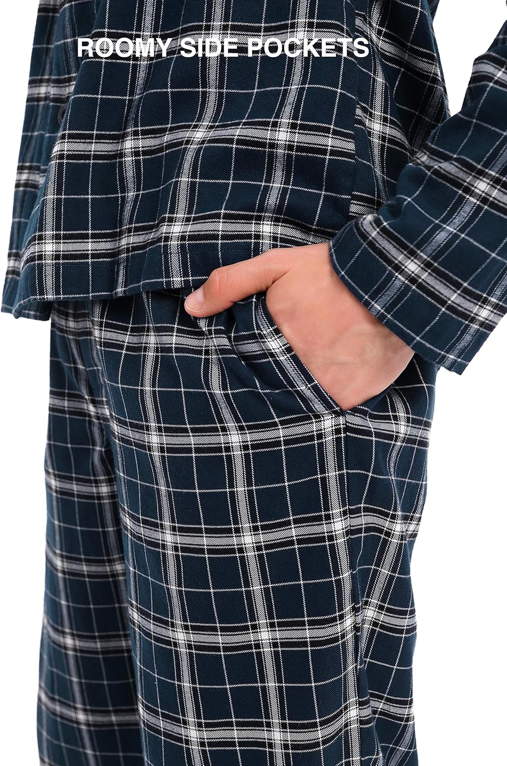 David Archy Men's Flannel Pajama Set Soft Cotton Button-Down Sleepwear With Fly Big and Tall PJ Set Lounge Wear at  Men’s Clothing store