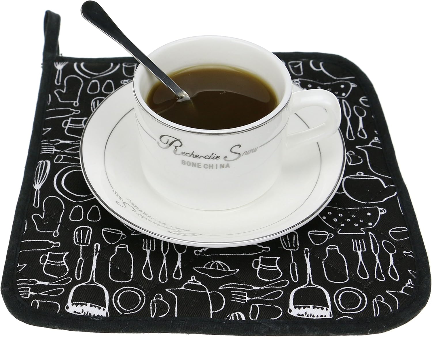 Lifaith 100% Cotton Kitchen Everyday Potholders Pot Holder Heat Resistant Coaster Potholder for Cooking and Baking 8 x 8-Inch Set of 3 Black: Home & Kitchen