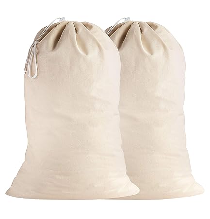 SweetNeedle - 2er Pack - 100% Baumwolle Extra große Heavy Duty Wäschebeutel in natürlicher Farbe - 71x91 CM (28x36 IN) - Sehr
