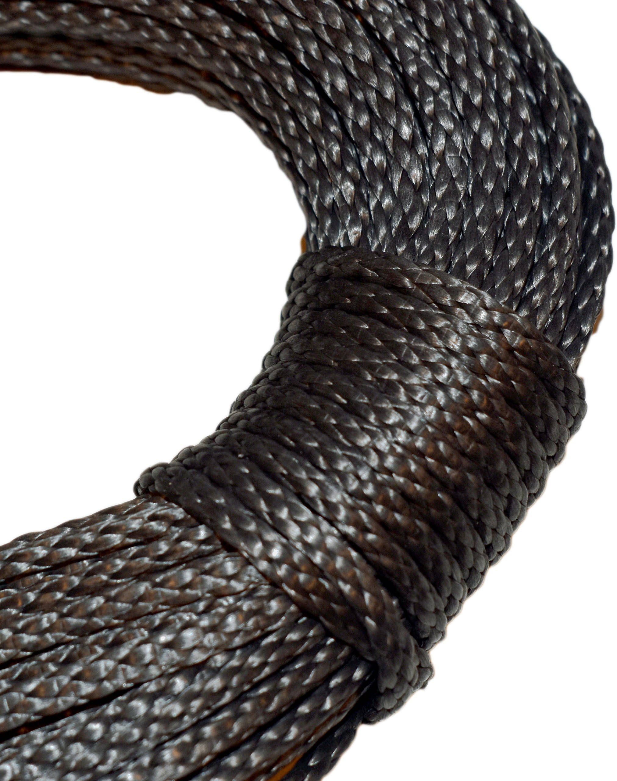 Samson Amsteel Blue Rope 1/4", 5/16", 3/16" and 1/8" Orange, Blue, Green, Silver, Red, Yellow, Black dyneema Fiber Strong Rope (3/16" x 100 FT Hank, Black)