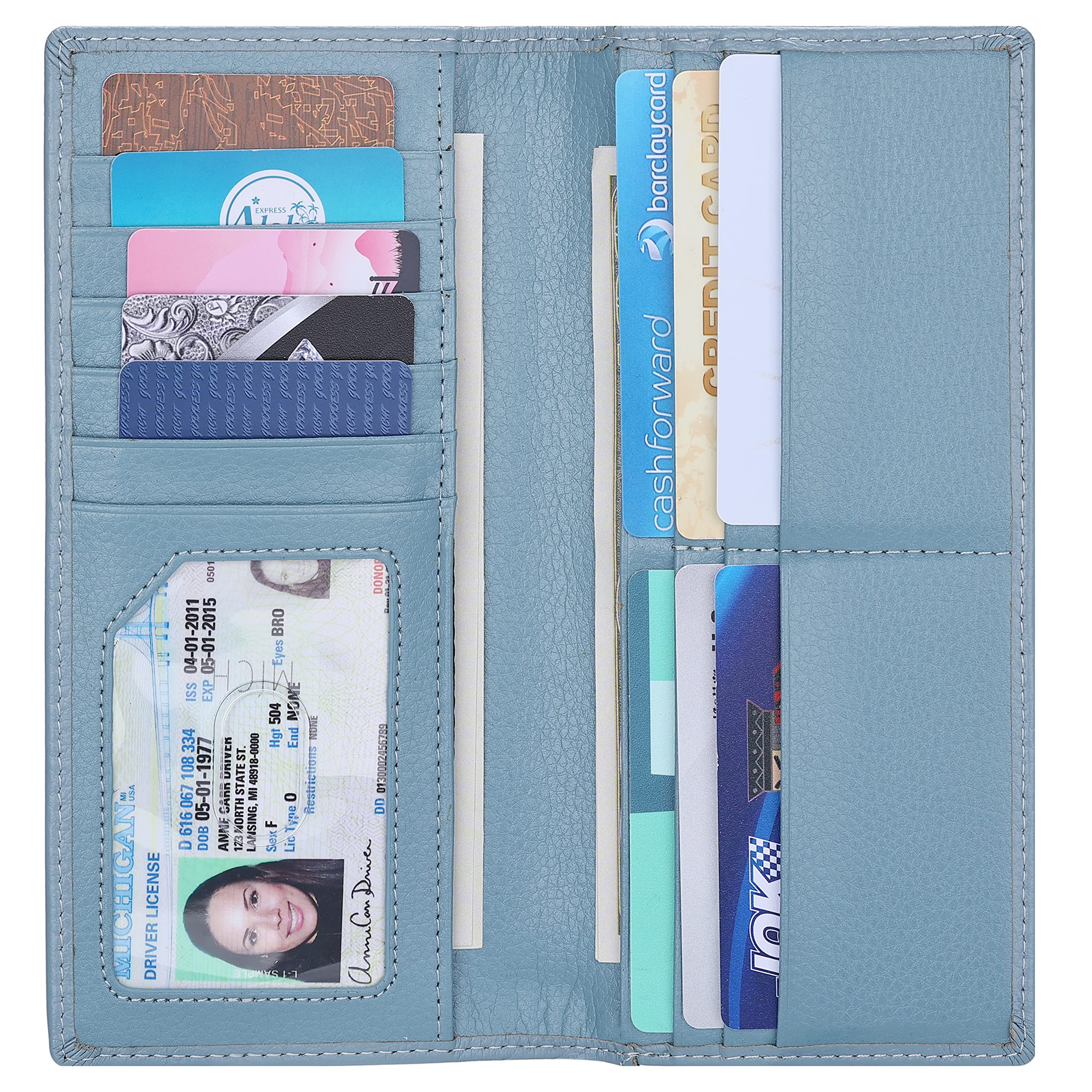 Lavemi Ultra Slim Thin Leather Women Wallet RFID Blocking Credit Card Holder Bifold Long Ladies Billfold, 2- Coffee, One Size