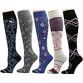 5 Pairs Dr. Motion Therapeutic Graduated 8-15mmHg Compression Women's Knee-hi Socks