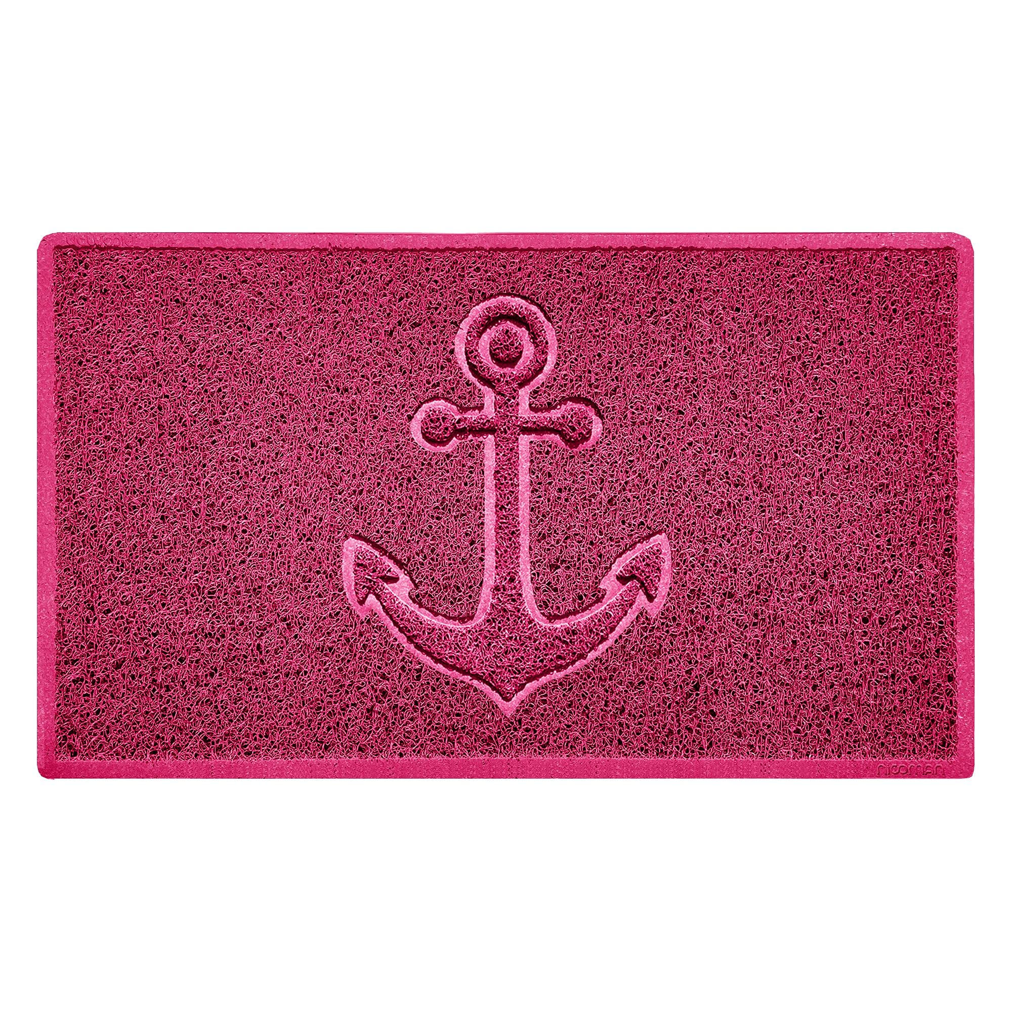 Nicoman Anchor Embossed Shape Door Mat Dirt-Trapper Washable Barrier Doormat-(Use Indoor or Sheltered Outdoor)-(75x44cm/29.5x17.3inches,Medium) Pink