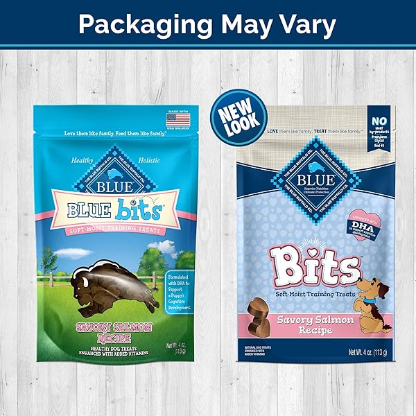 BLUE BUFFALO BITS SOFT DOG TREATS FOR TRAINING, MADE WITH NATURAL INGREDIENTS & ENHANCED WITH DHA, SALMON RECIPE, 4-OZ BAG