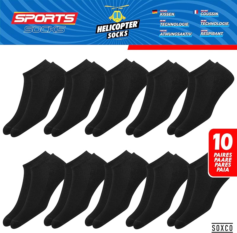 10 Pares Calcetines Tobilleros Mujer Hombre Verano Calcetines Cortos Bajos, paquete de 10 (EU 35-38, Negro)