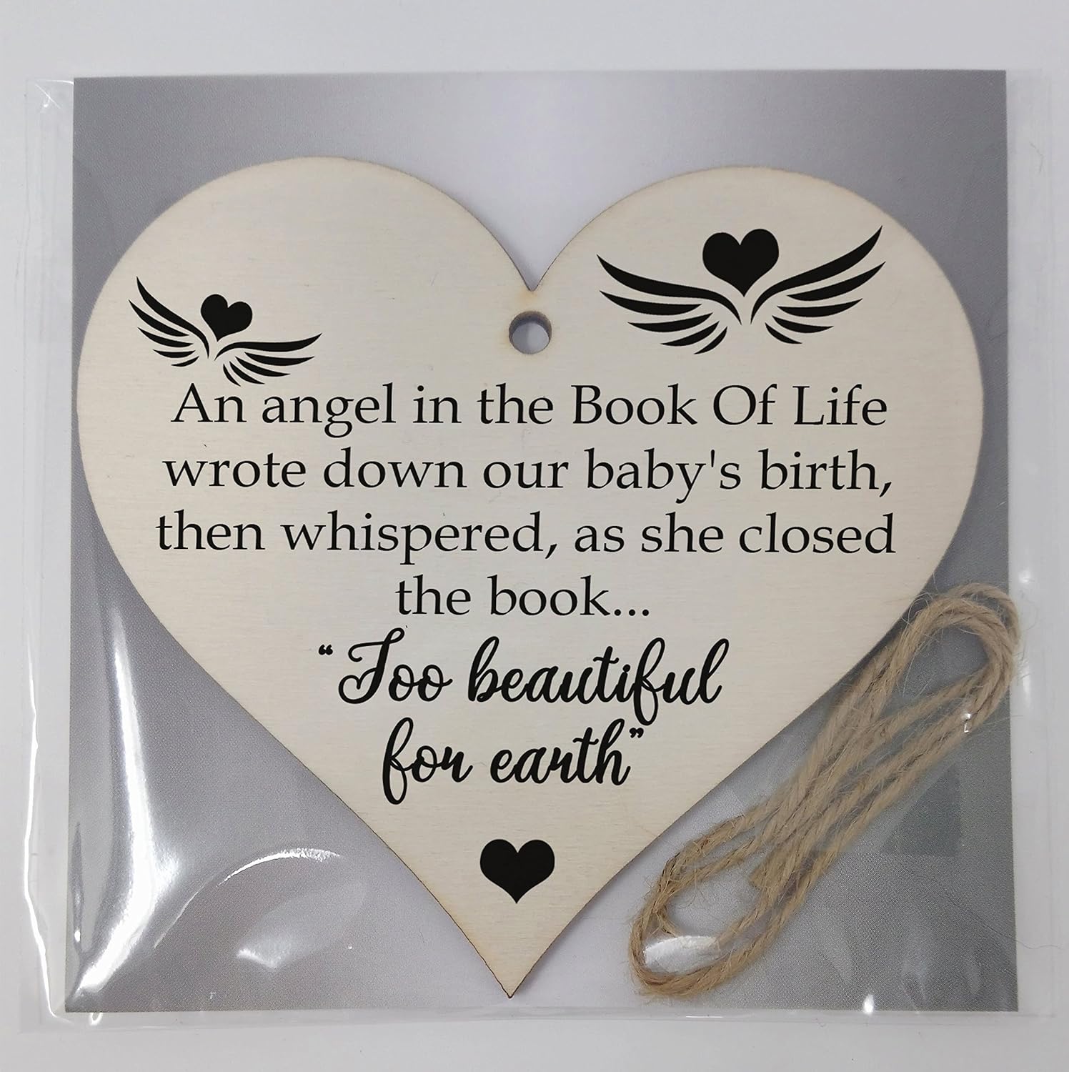 Handmade Wooden Hanging Heart Plaque Gift in Memory of Angel Baby Loving Keepsake, Multicolor, 10 x 9.5 cm - Image 5