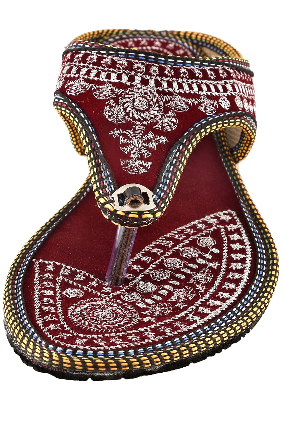 thari choice women's velvet ethnic flat chappal and slipper