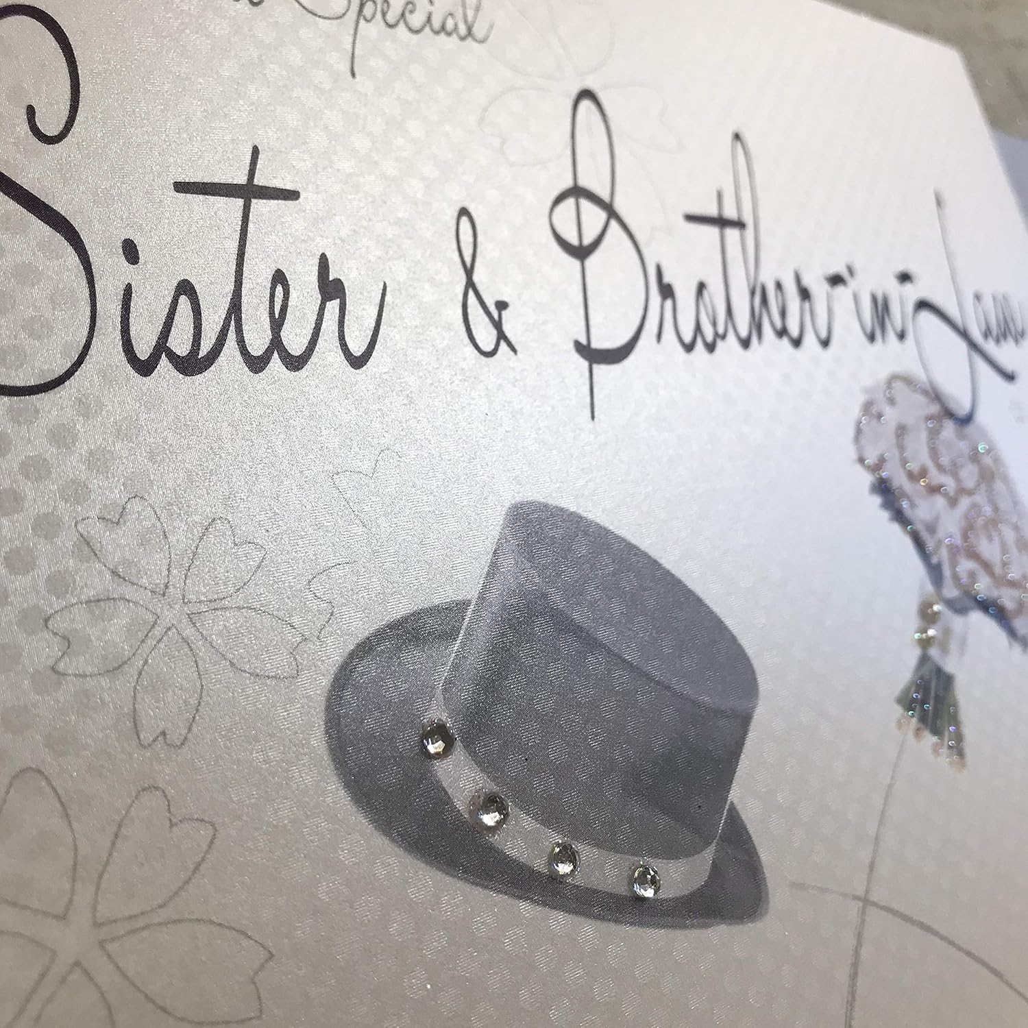 white cotton cards To A Special Sister and Brother-in-Law on Your Wedding Day Handmade Large Wedding Card Hat, XLWB9 - Image 3