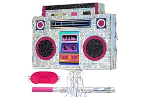 WERNNSAI Disco Boombox Pinata - Disco Pinata with Blindfold and Stick for 90s Disco Party Decorations Men Women Birthday Bach