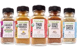Freshjax International Spices Gift Set | 5 Sampler Sized Organic Spices and Seasonings | World of Flavors Seasoning Gift Set 