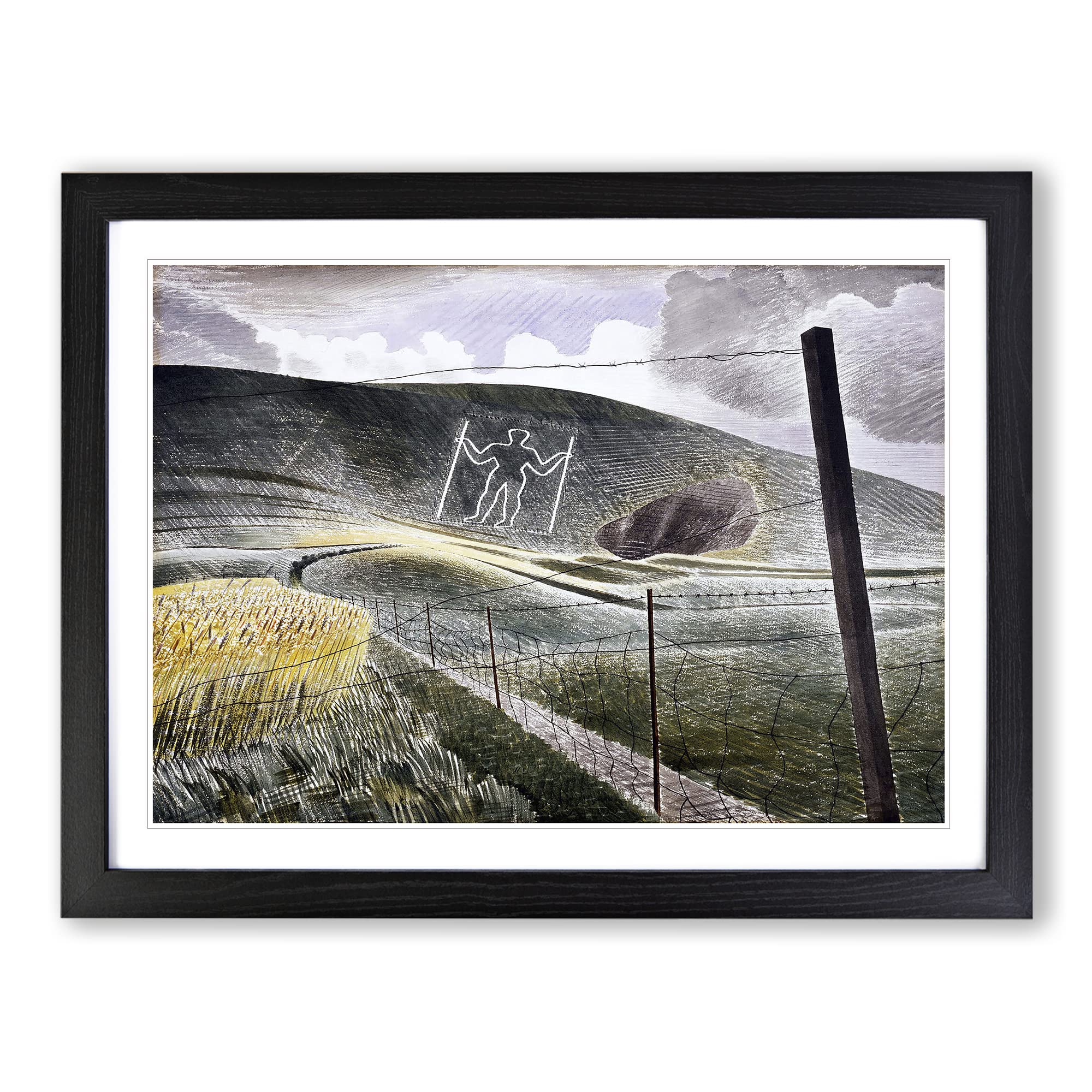 Eric Ravilious Wilmington Giant Classic Painting Framed Print | A4 Black Framed Wall Art | Ready to Hang | Classic Historical Picture | Living Room Bedroom Lounge Office
