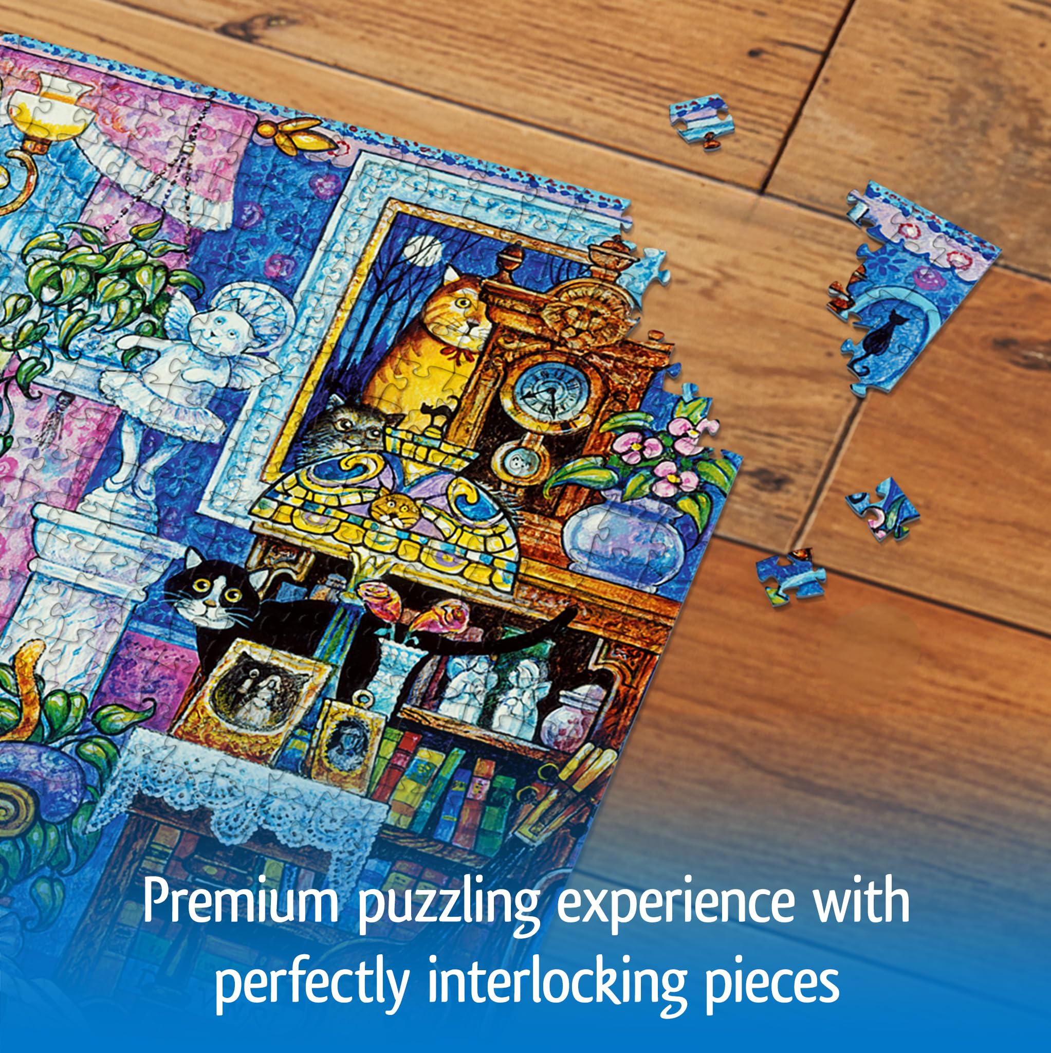 Wonder Forge Cats in The Blue Room 1000 Piece Jigsaw Puzzle for Adults | Unique, Perfectly-Fitting Pieces | Fun, Vibrant Imagery | Amazon Exclusive