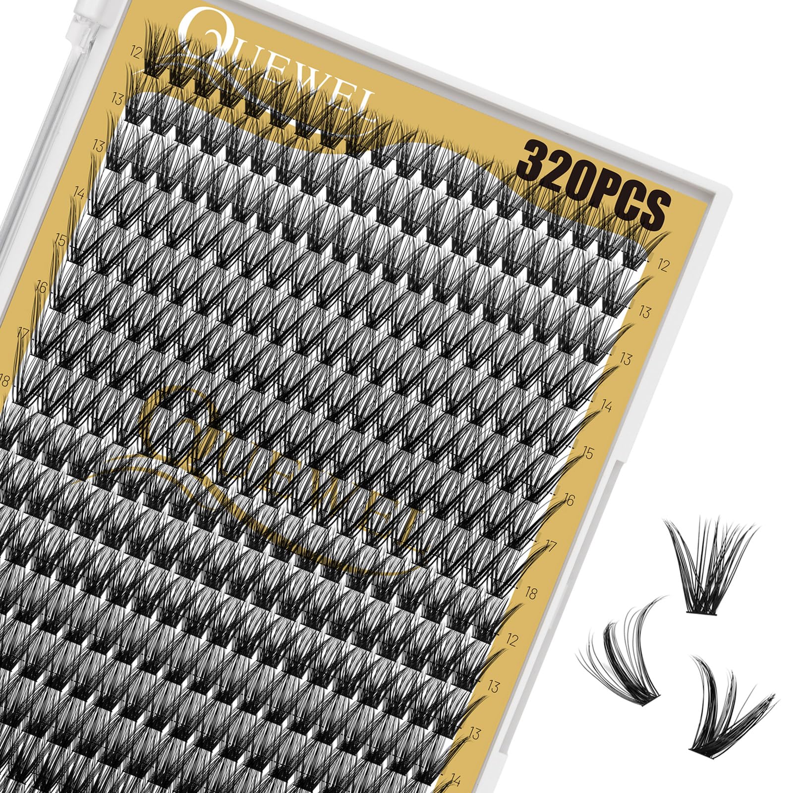 320Pcs Individual Lashes QUEWEL Cluster Lashes 40D+50D C Curl MIX12-18mm Individual Lash Extension Lash Clusters DIY Eyelash Extensions For Home Use (40D+50D 0.07C MIX12-18mm)