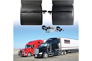 SHINJEW Pair Black Poly Quarter Fenders Set for Semi Truck, 24" x 24" Freightliner Kenworth Peterbilt with Hardware,Heavy Duty Plastic Mud Flaps Kit