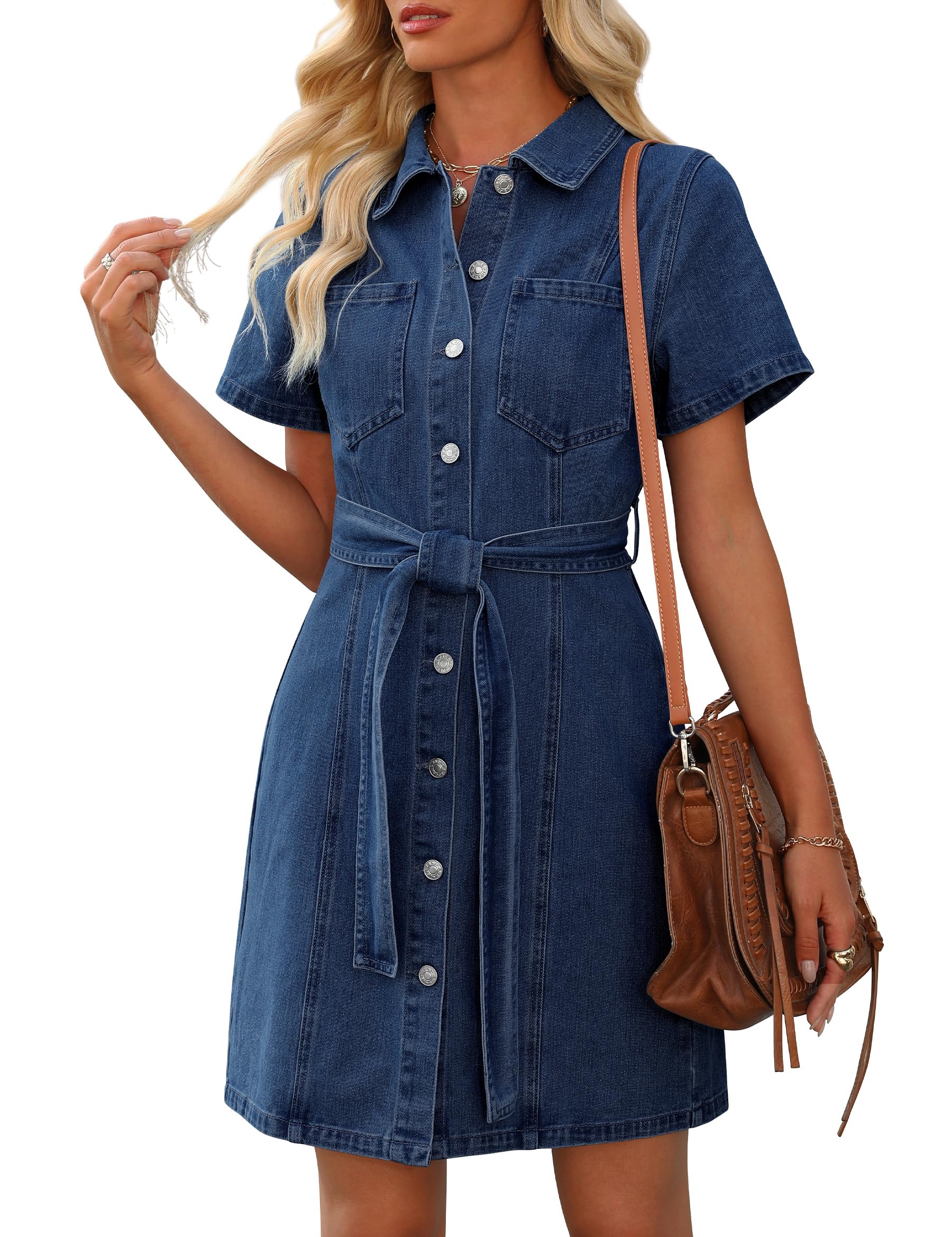 Oversized Denim Shirt Dress With Pockets