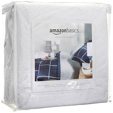 AmazonBasics Hypoallergenic Vinyl-Free Waterproof Mattress Protector, Queen (60 x 80 - Suitable for Queen/Double Bed)