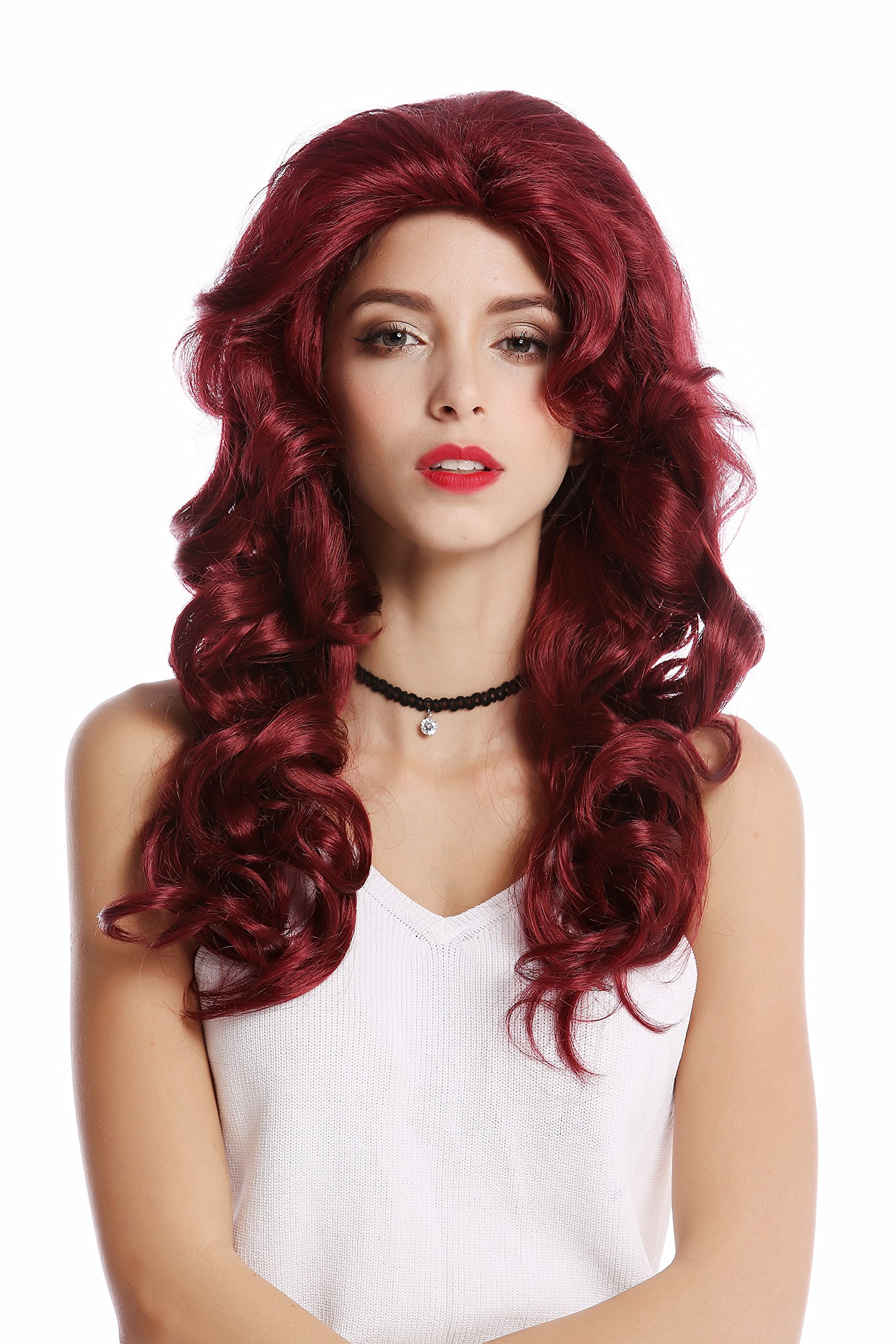 WIG ME UP - WL-3010-39 Lady Quality Wig long wavy teased voluminous 80s style Diva Star burgundy red
