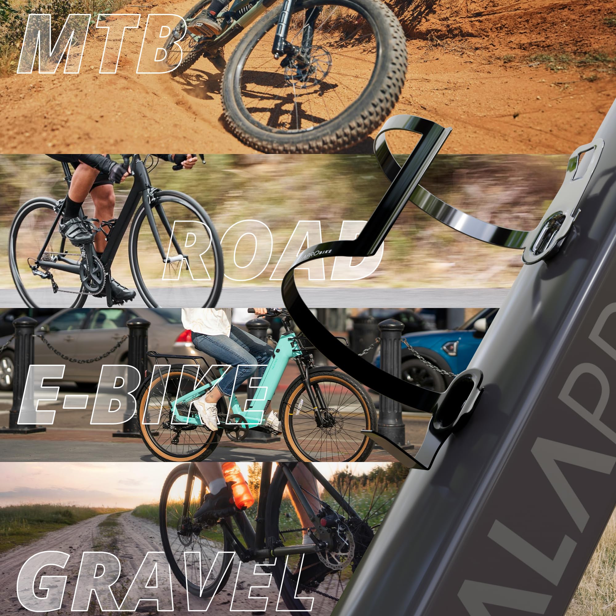 IMPALAPRO Flaschenhalter Fahrrad Seitlich für MTB & Rennrad – Ultralight 34 g Trinkflaschenhalter Fahrrad aus Aluminium mit Electroplated Farbverlauf (grau, 1 Stück) 5