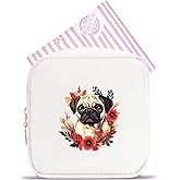 BJDAMAI Pug Mini Makeup Bag, Pug Gift For Women Girls, Cute Portable Zipper Pouch Cosmetic Bag For Teen Girls Kids, Small Storage Bag For Sanitary Pad, Period napkin bag!