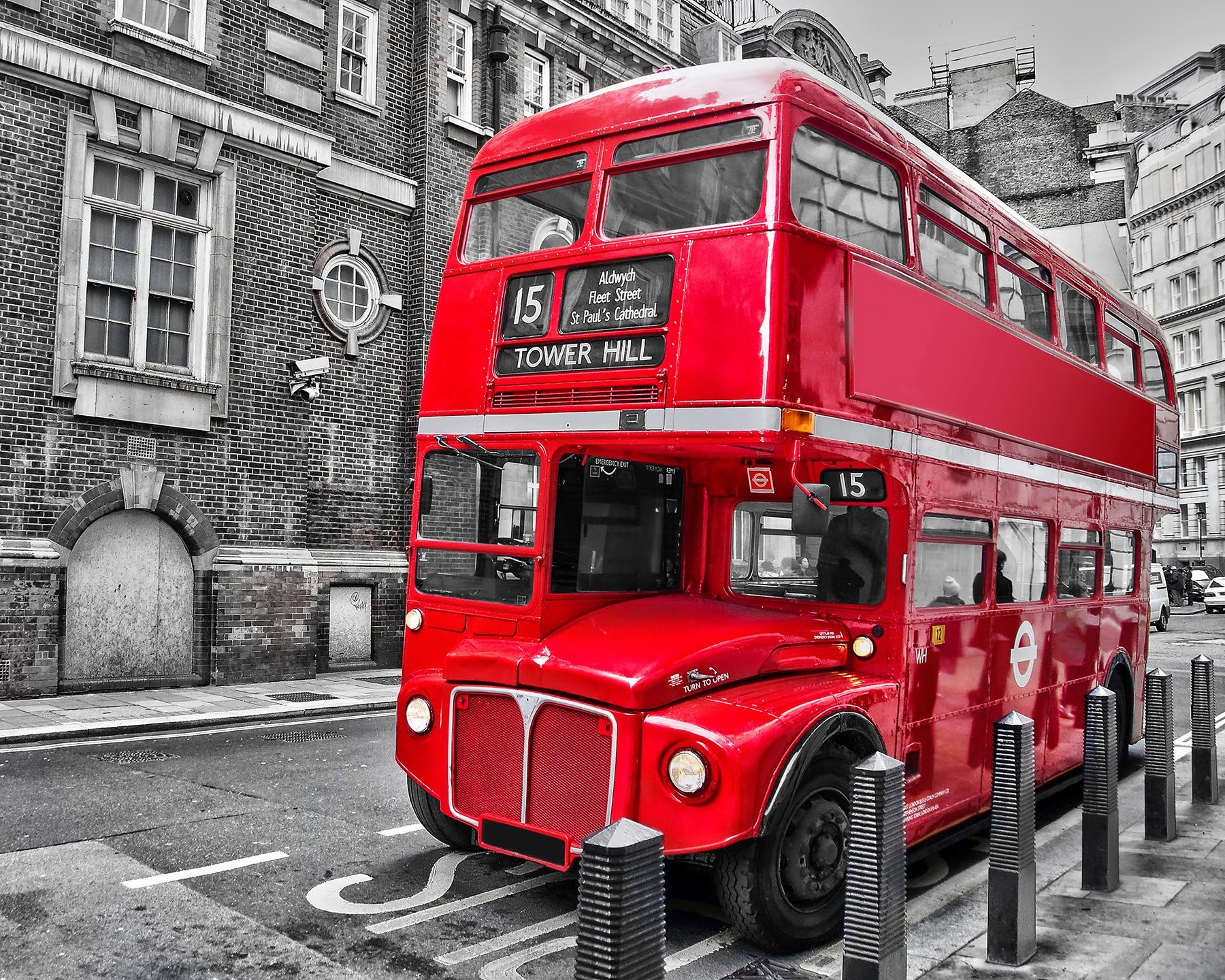 Wall Rogues WR50551 London Bus - Paste The Wall Wallpaper Mural - 300cm x 240cm - Red