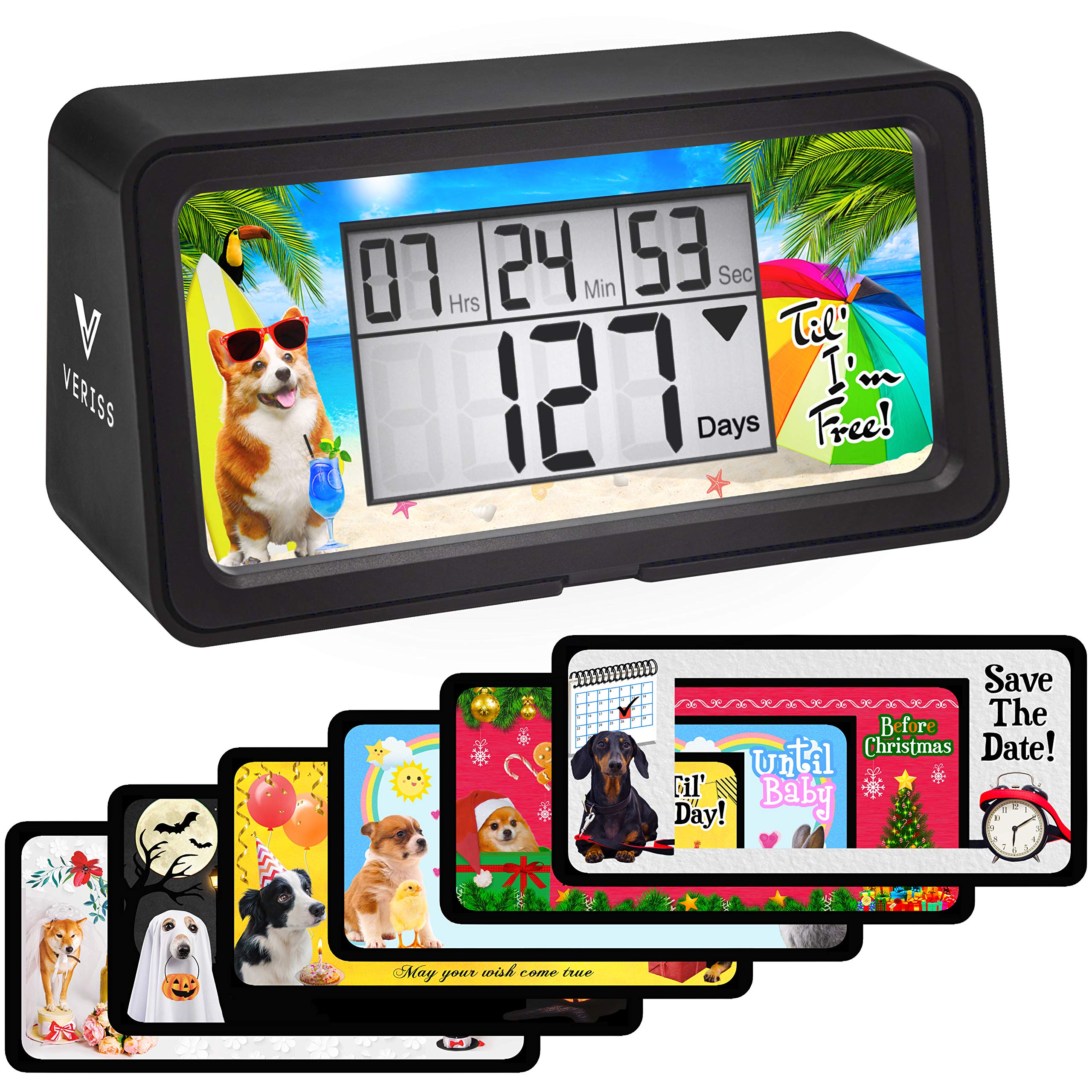 Photo 1 of Veriss Digital 9999 Days Countdown Clock Timer with Backlight - Count Down Your Retirement, Wedding, Christmas, Vacation and All Calendar Event Dates in Your Life - Dog Collection (Black - 8 Frames)