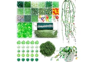 4020pcs Green Glass Beads Kit, Plant Beaded Crystal Glass Leaf Bead for Succulent Plant Making and DIY Crafts